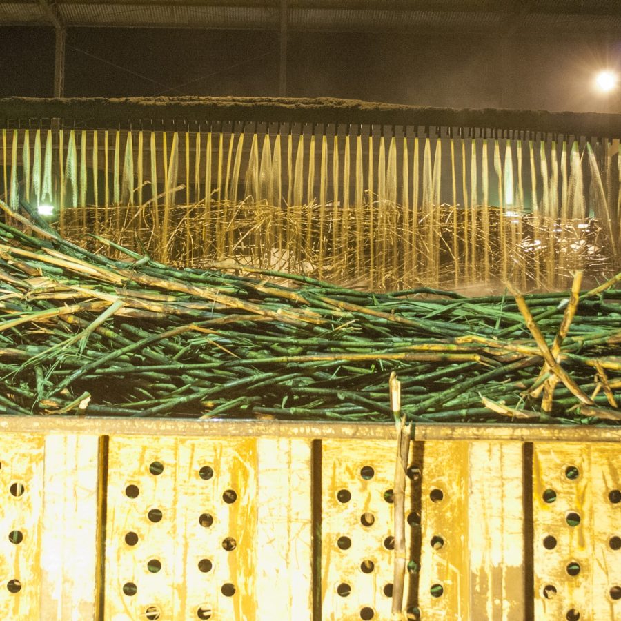 Ethanol Manufacturing Plant at night in Brazil